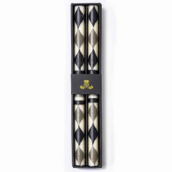 Marquee Dinner Candles - Black & Grey - Set Of 2|MacKenzie-Childs Best