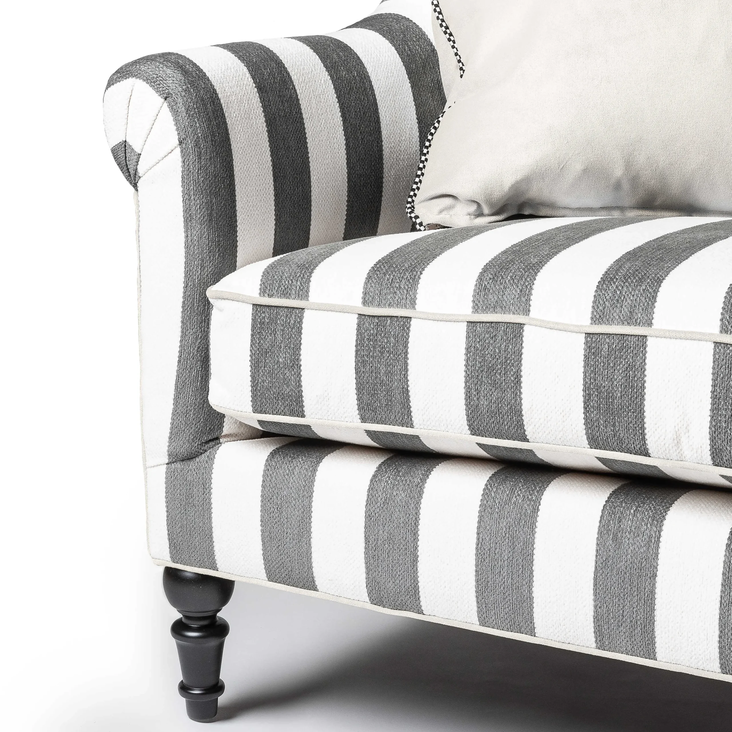 Marquee Loveseat - Chenille Grey Stripe|MacKenzie-Childs Clearance