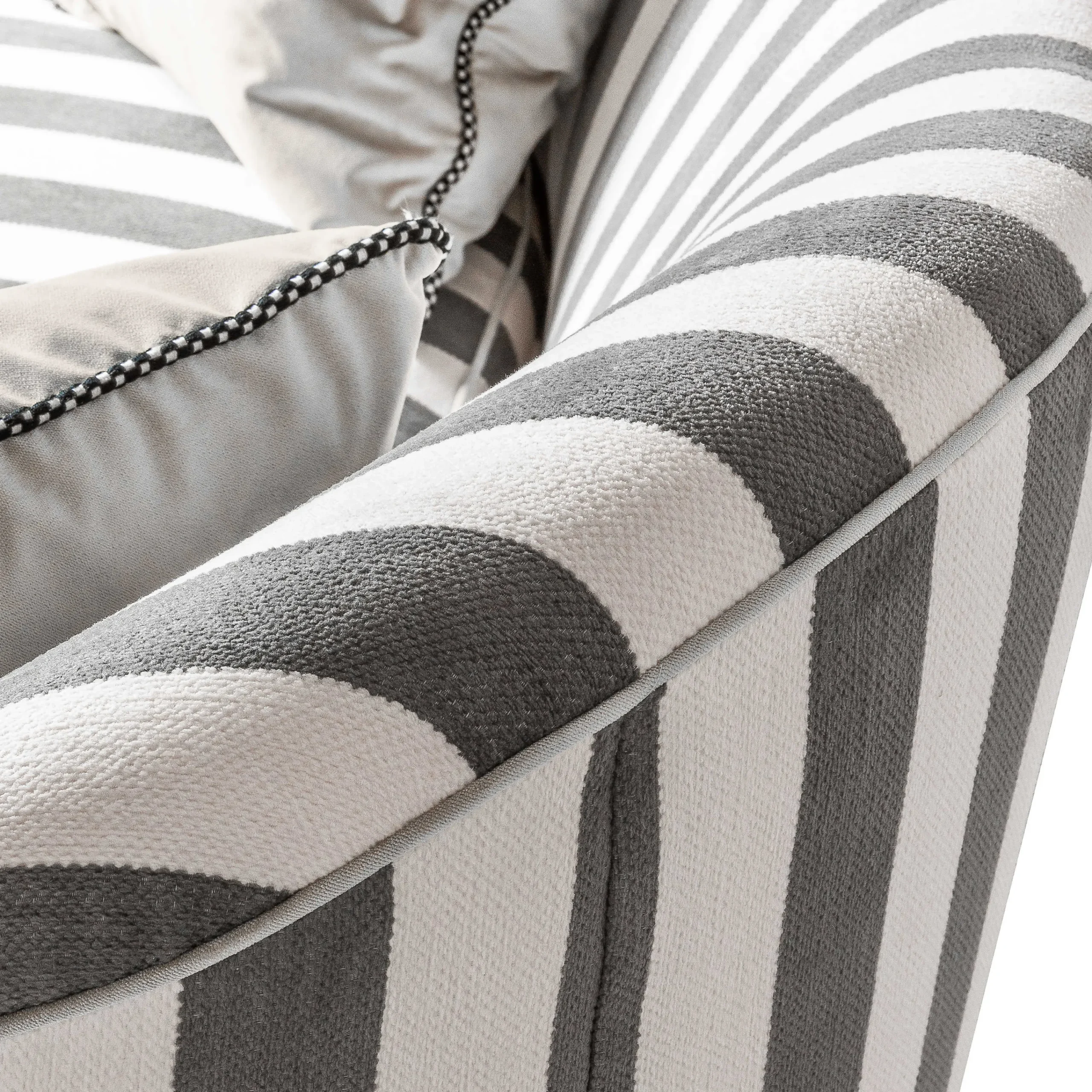 Marquee Loveseat - Chenille Grey Stripe|MacKenzie-Childs Clearance