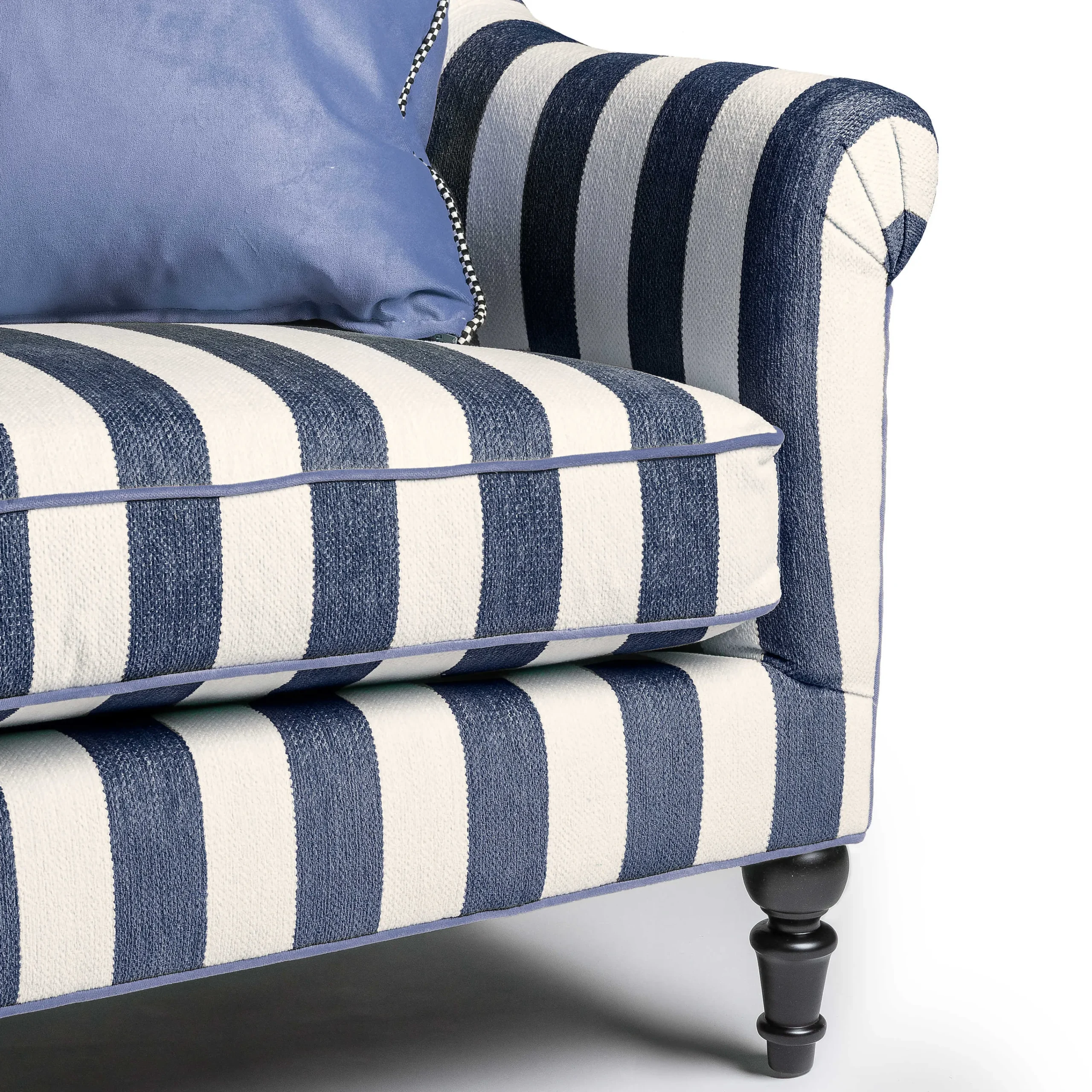 Marquee Loveseat - Chenille Navy Stripe|MacKenzie-Childs Best