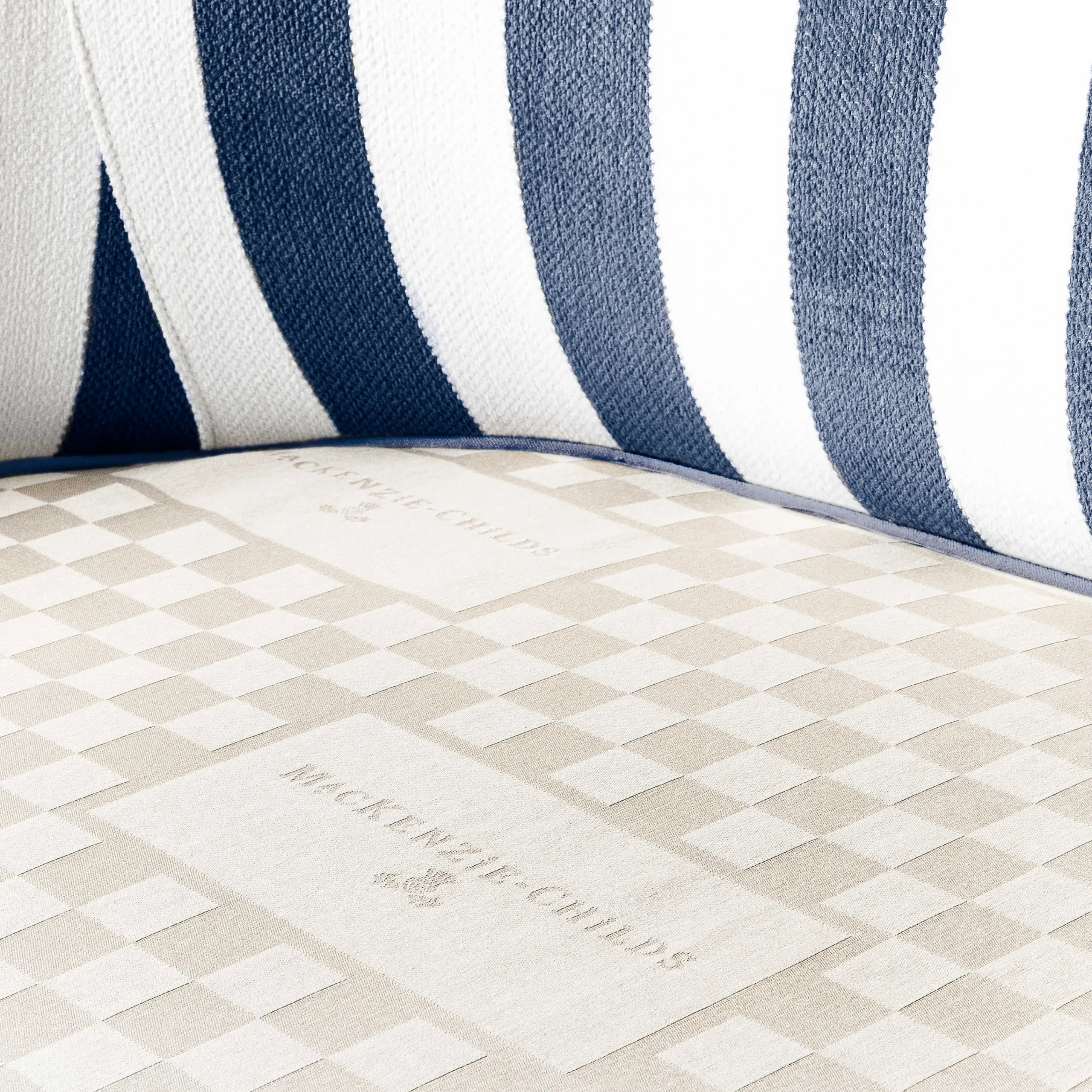 Marquee Loveseat - Chenille Navy Stripe|MacKenzie-Childs Best