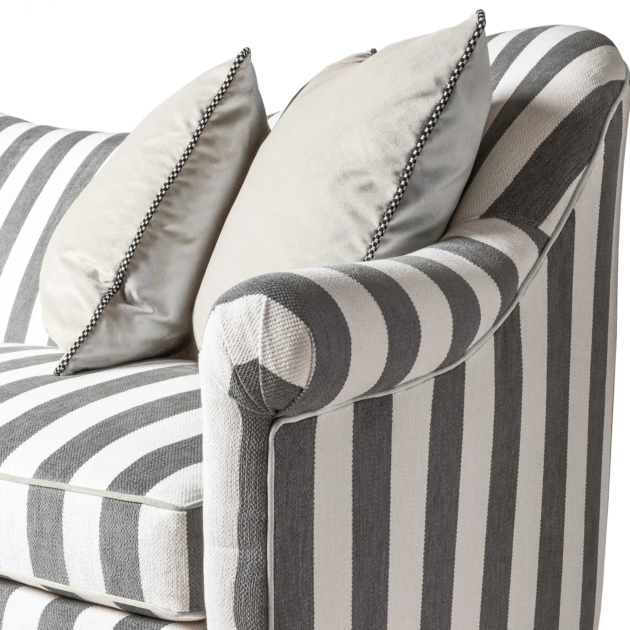 Marquee Sofa - Chenille Grey Stripe|MacKenzie-Childs Sale
