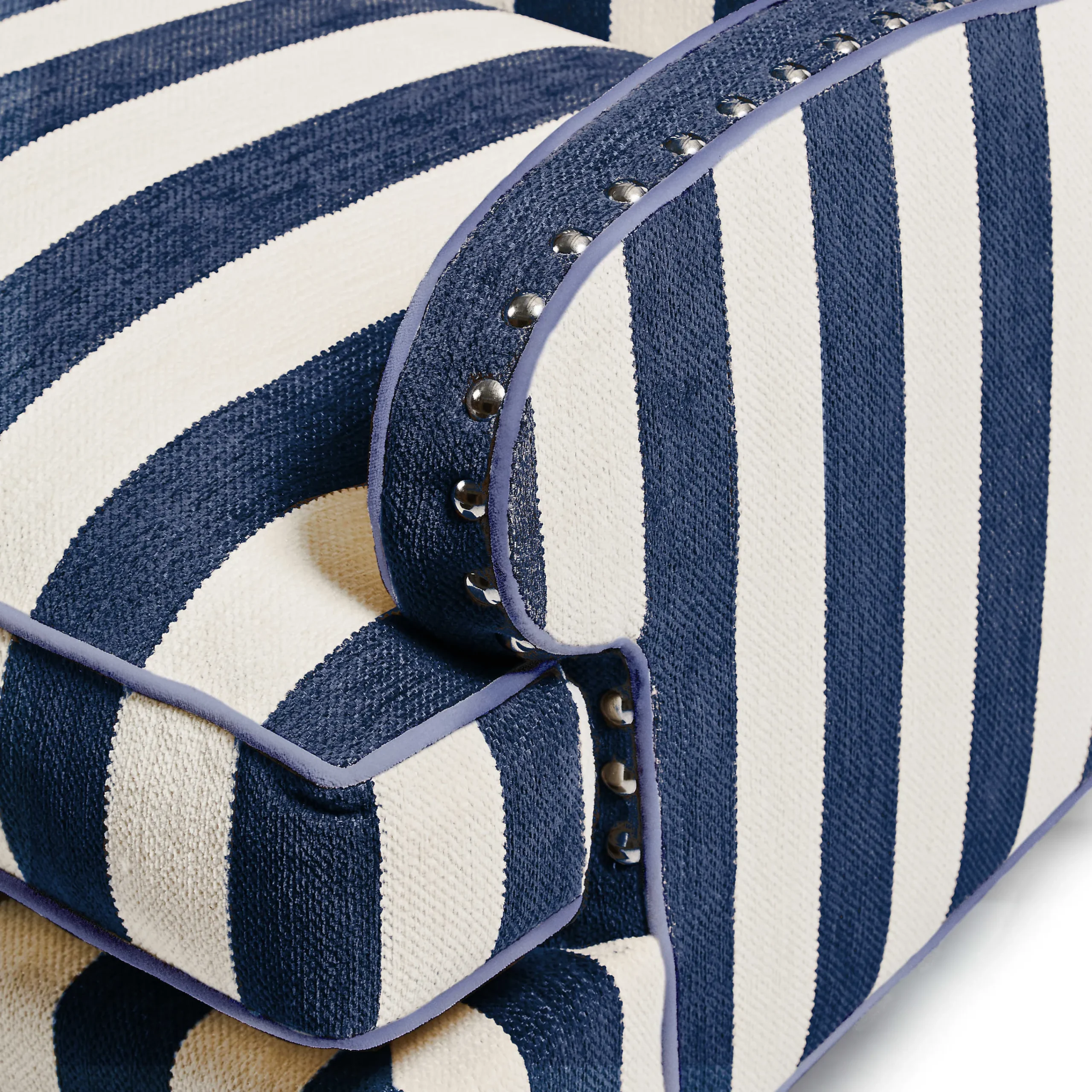 Marquee Wing Chair - Chenille Navy Stripe|MacKenzie-Childs