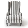 Marquee Wing Chair - Chenille Grey Stripe|MacKenzie-Childs Best