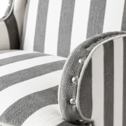 Marquee Wing Chair - Chenille Grey Stripe|MacKenzie-Childs Best