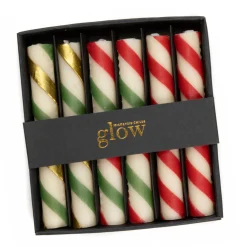 Mini Dinner Candles - Candy Cane - Set Of 6|MacKenzie-Childs Discount