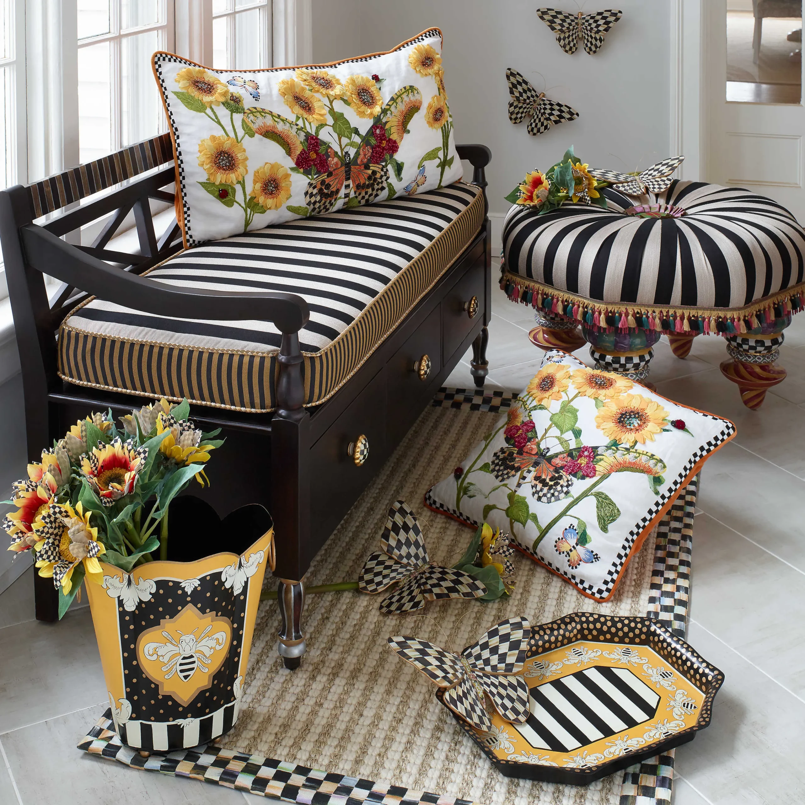 Monarch Butterfly Lumbar Pillow - White|MacKenzie-Childs Clearance