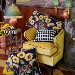 Monarch Butterfly Square Pillow - Black|MacKenzie-Childs New
