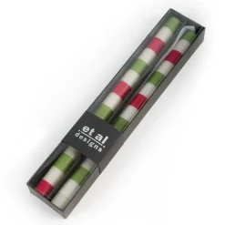 Multi Bands Dinner Candles - Red & Green - Set Of 2|MacKenzie-Childs Hot