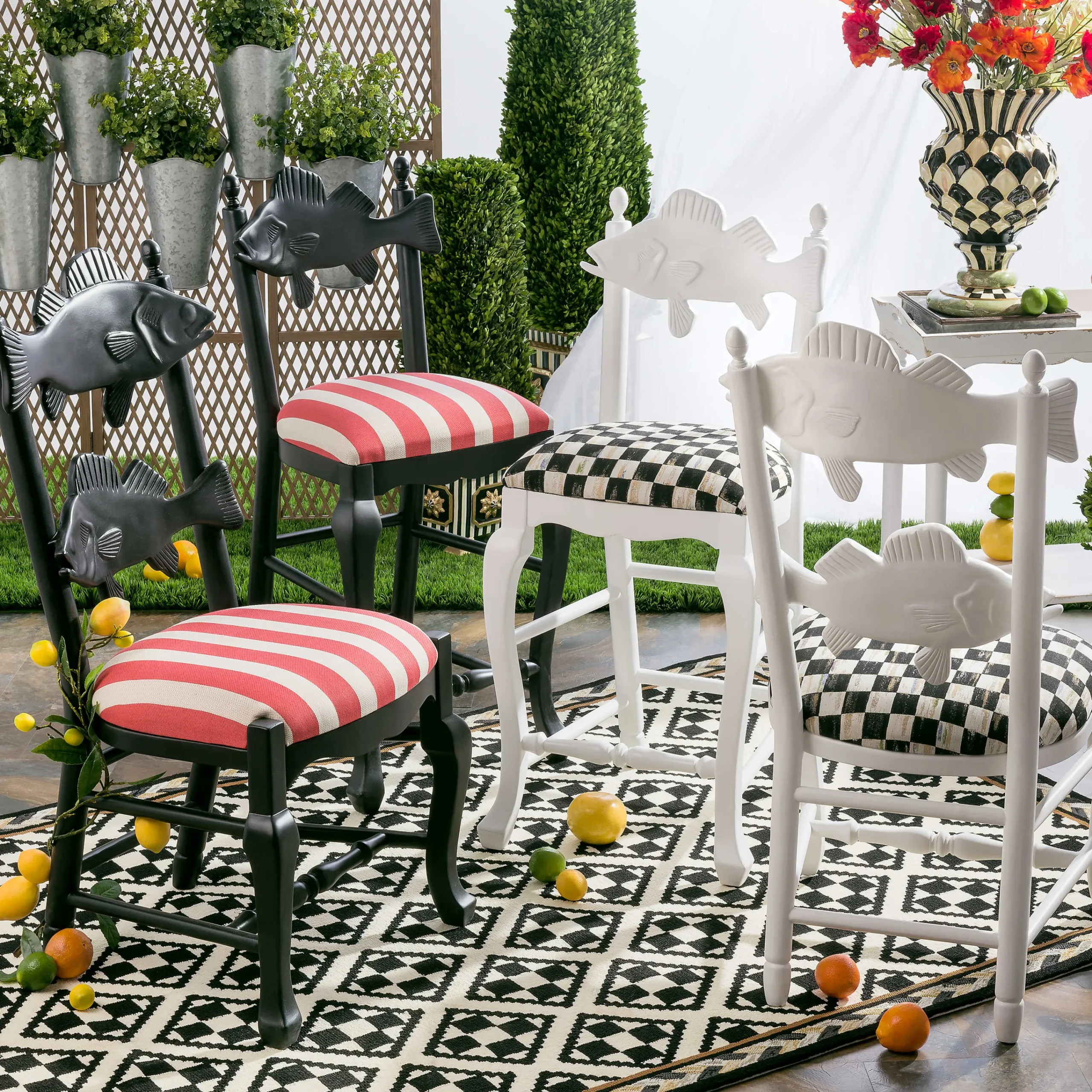Outdoor Fish Chair - Courtly Check|MacKenzie-Childs Sale