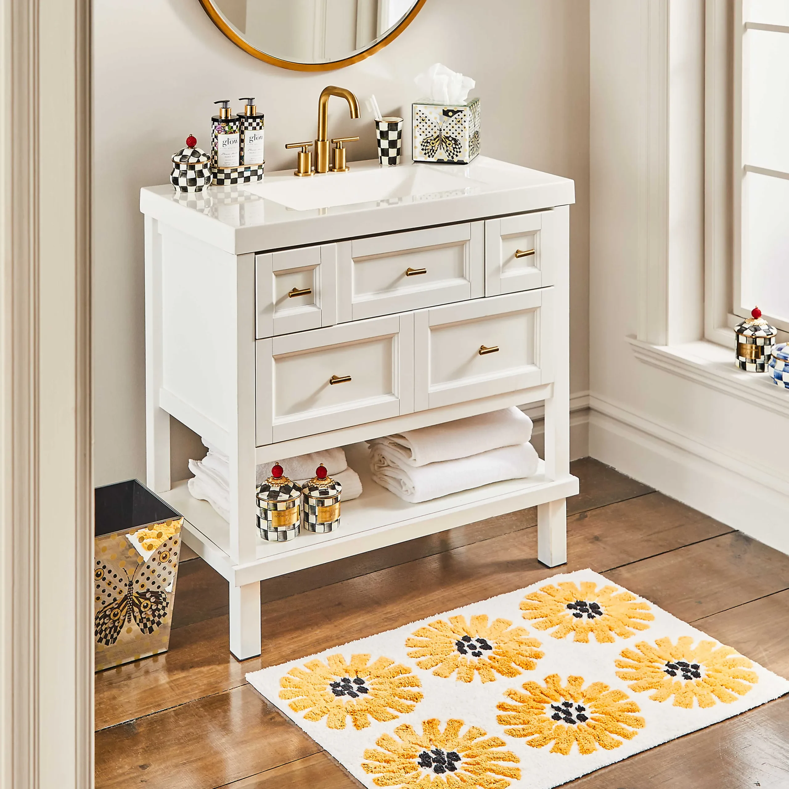 Painted Daisy Bath Rug|MacKenzie-Childs Sale