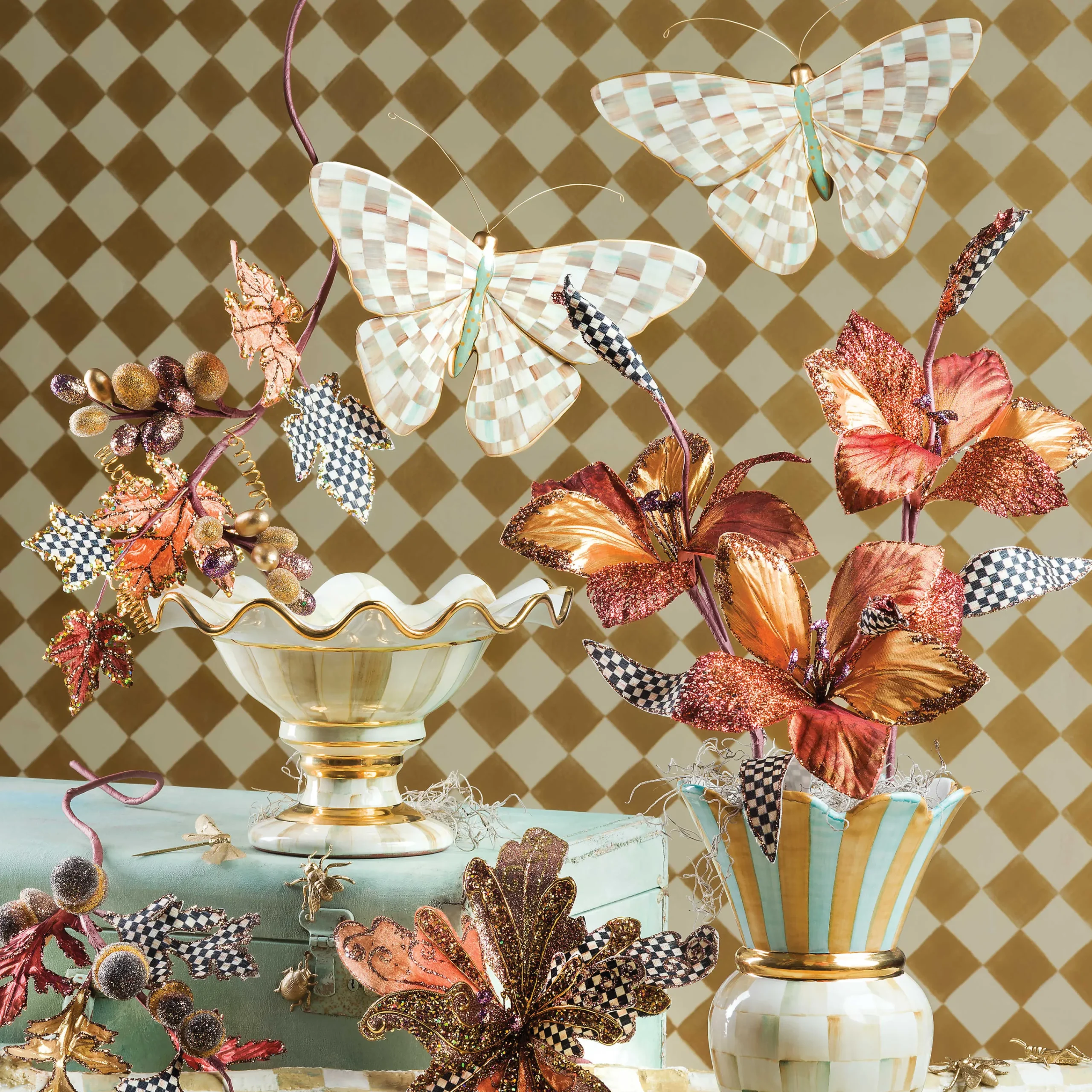 Parchment Check Butterfly Wall Decor|MacKenzie-Childs New