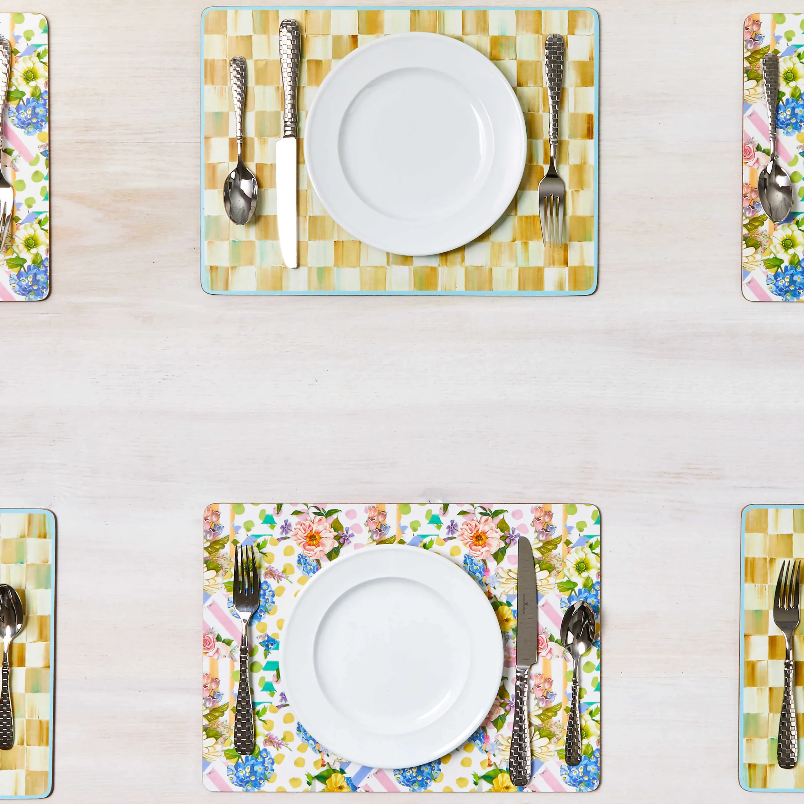 Parchment Check Cork Back Placemats - Set Of 4|MacKenzie-Childs Best