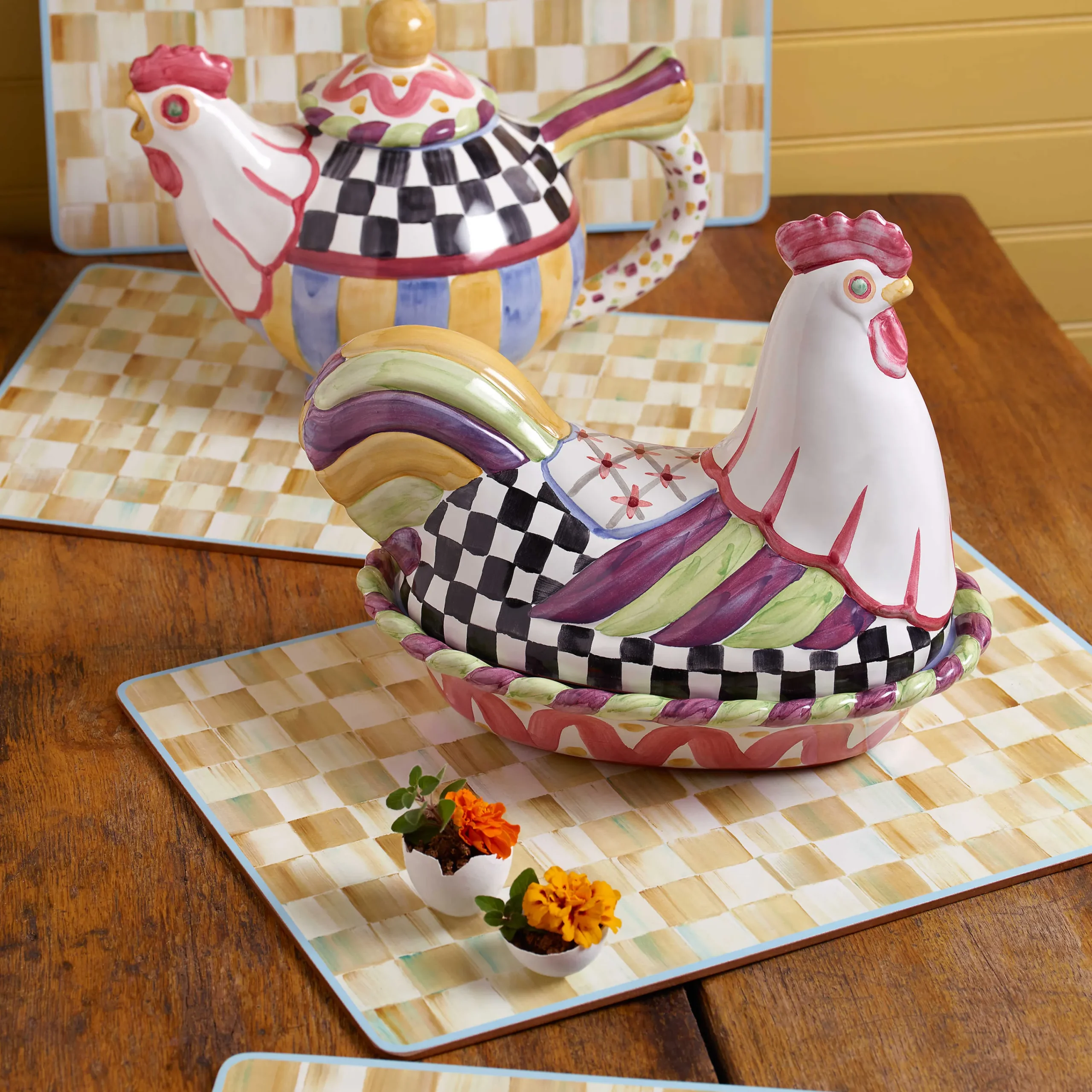 Parchment Check Cork Back Placemats - Set Of 4|MacKenzie-Childs Best