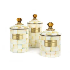 Parchment Check Enamel Canister - Small|MacKenzie-Childs Hot
