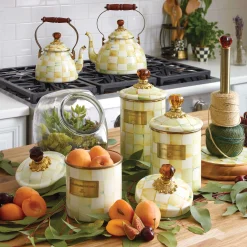 Parchment Check Enamel Canister - Medium|MacKenzie-Childs Hot