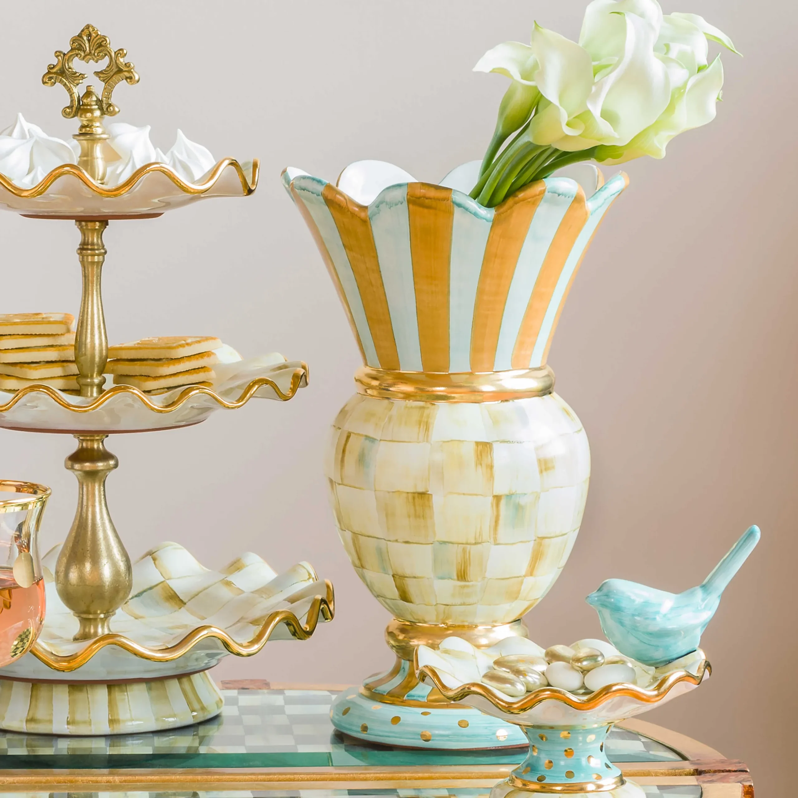 Parchment Check Great Vase|MacKenzie-Childs Best