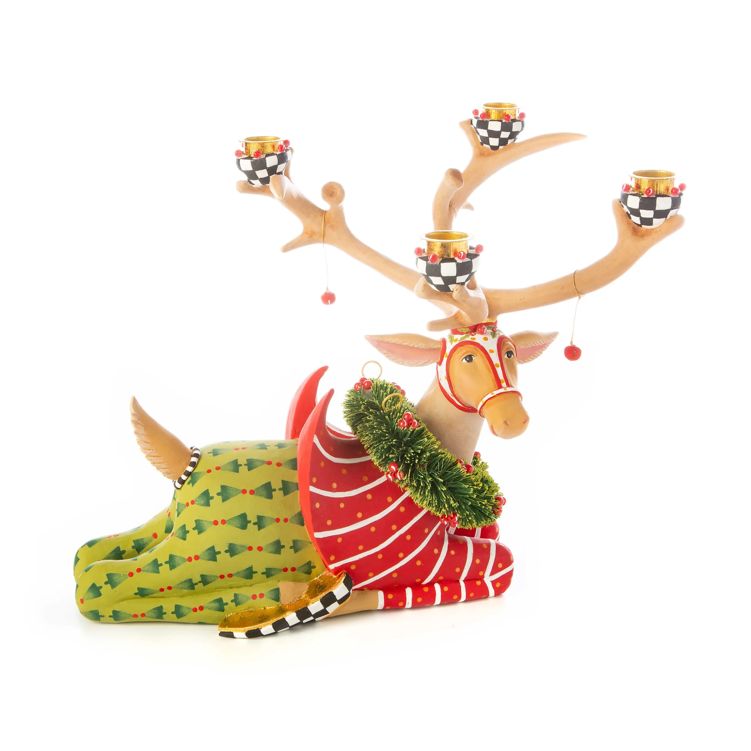 Patience Brewster Dash Away Sitting Prancer Reindeer Candelabra|MacKenzie-Childs Discount