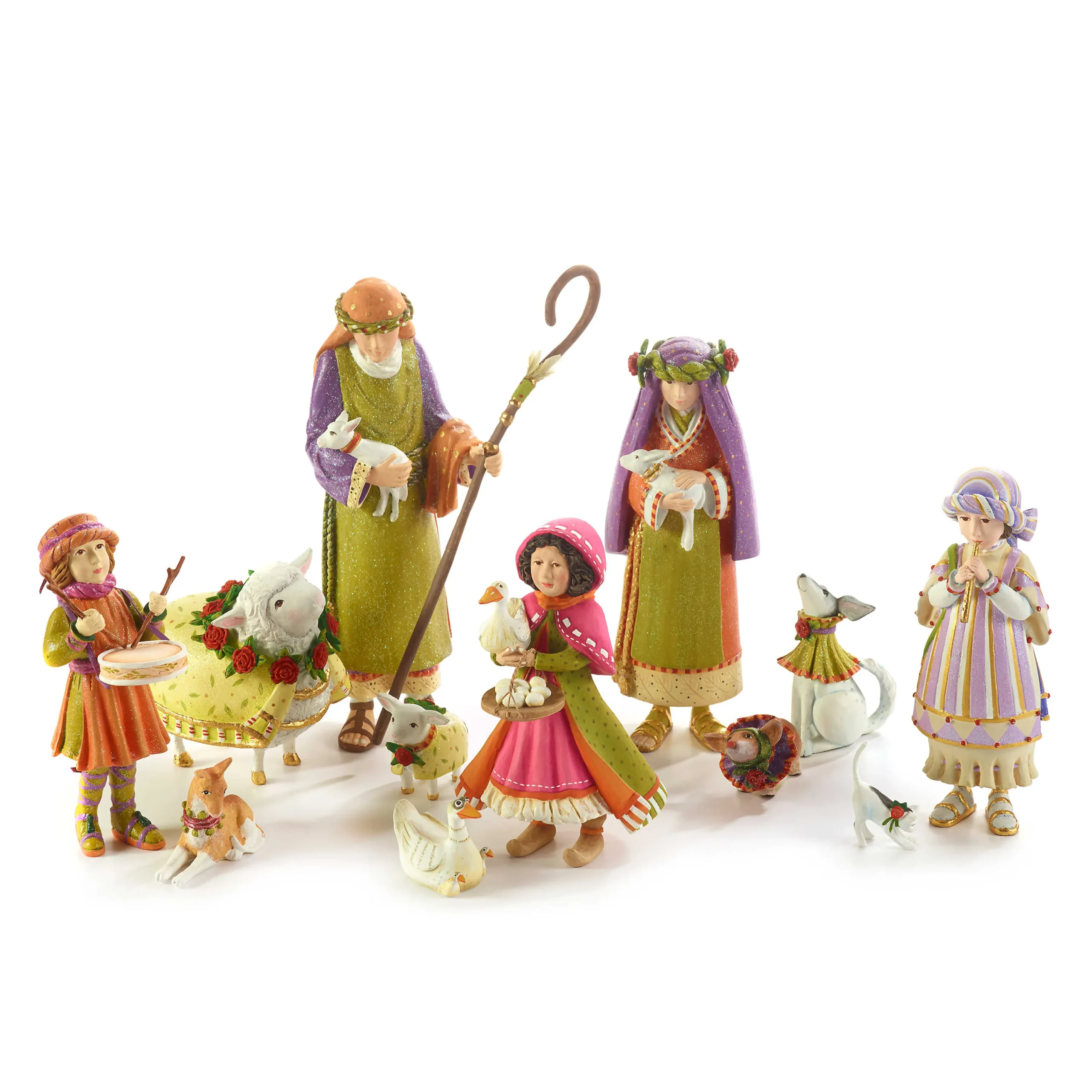 Patience Brewster Nativity Piping Girl With Kitten Figures|MacKenzie-Childs Hot