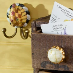 Petit Four Round Knob - Parchment Check|MacKenzie-Childs New