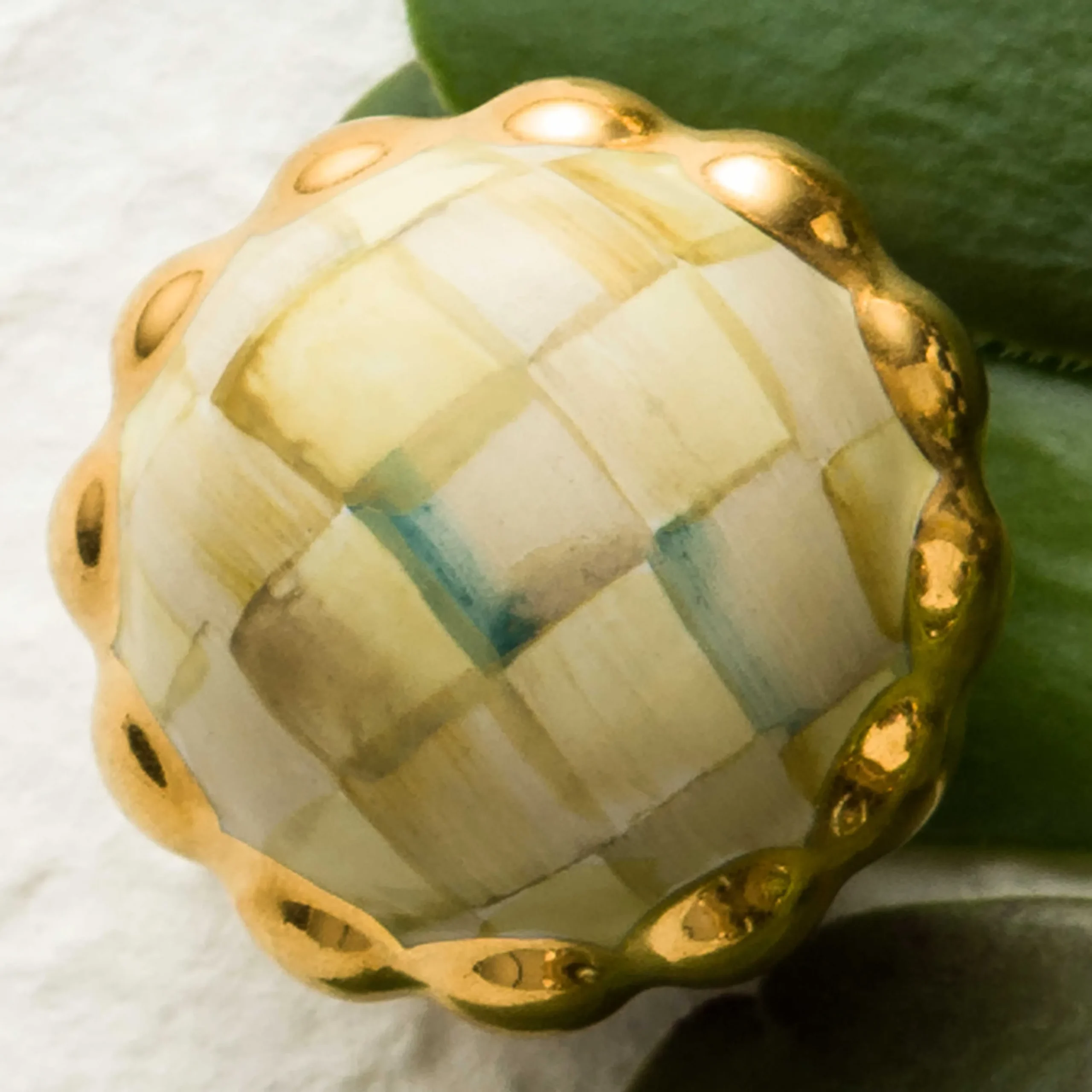 Petit Four Round Knob - Parchment Check|MacKenzie-Childs New