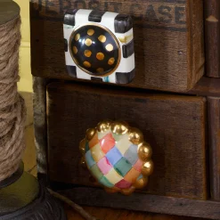Petit Four Square Knob - Courtly Check|MacKenzie-Childs Discount