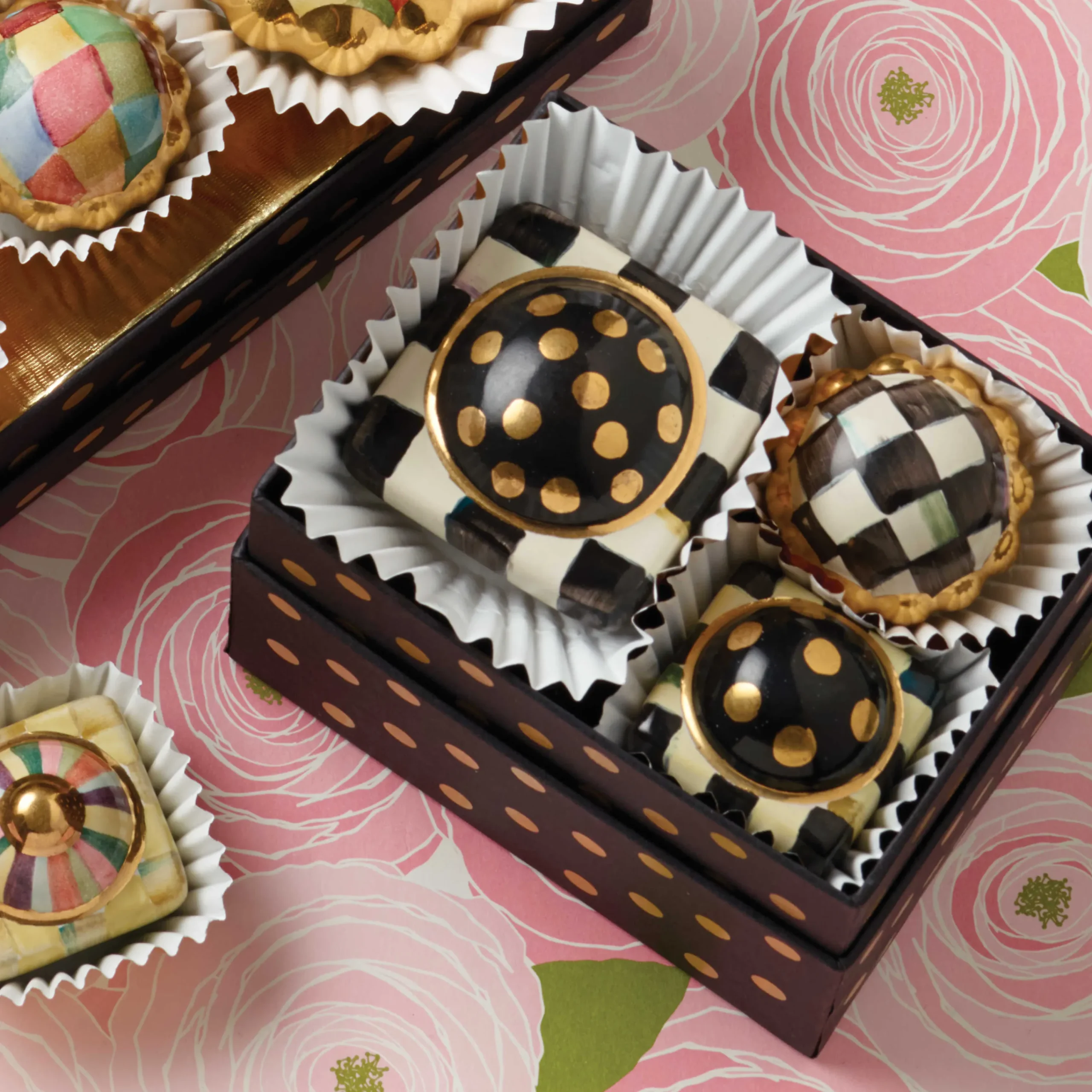 Petit Four Square Knob - Courtly Check|MacKenzie-Childs Discount