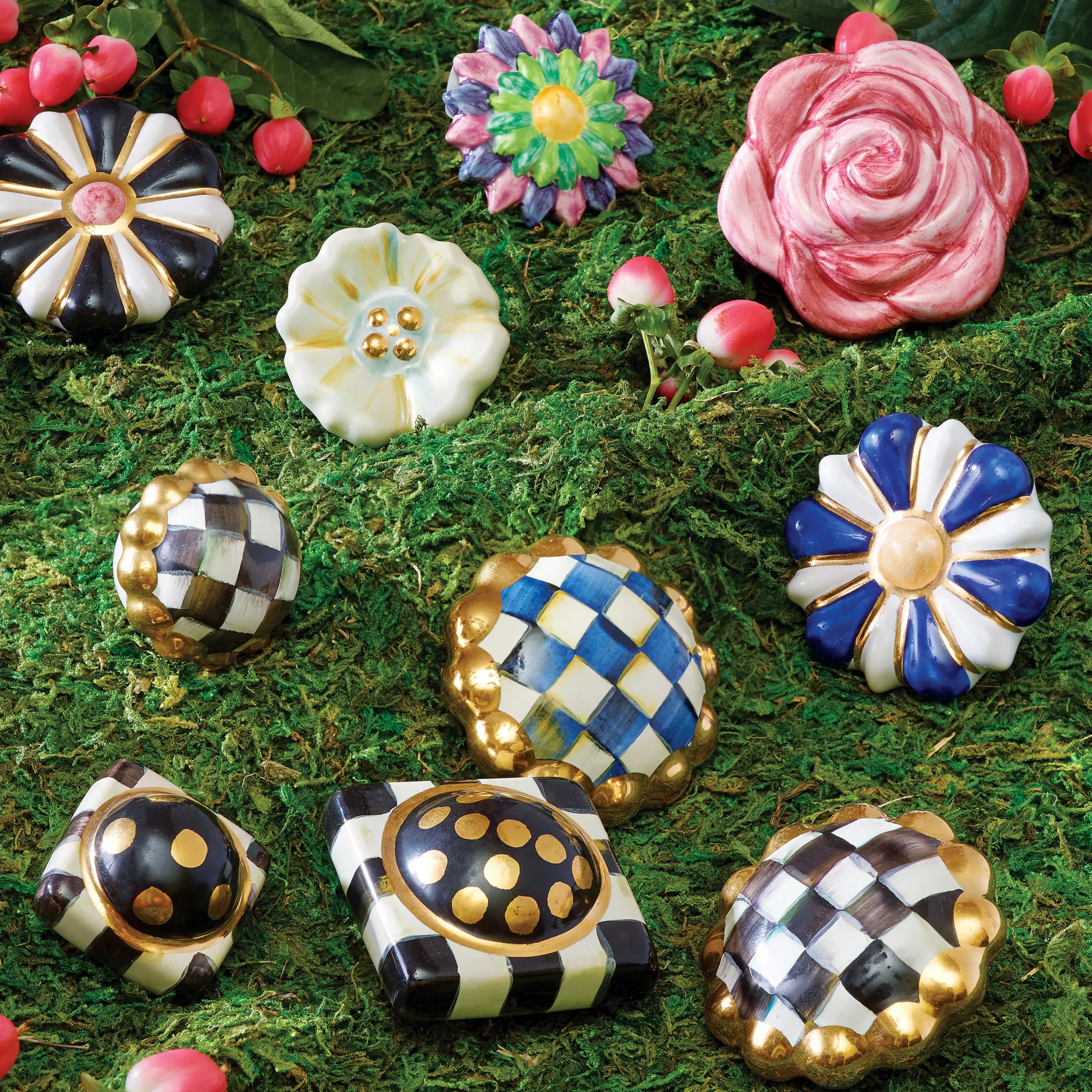 Petit Four Square Knob - Courtly Check|MacKenzie-Childs Discount