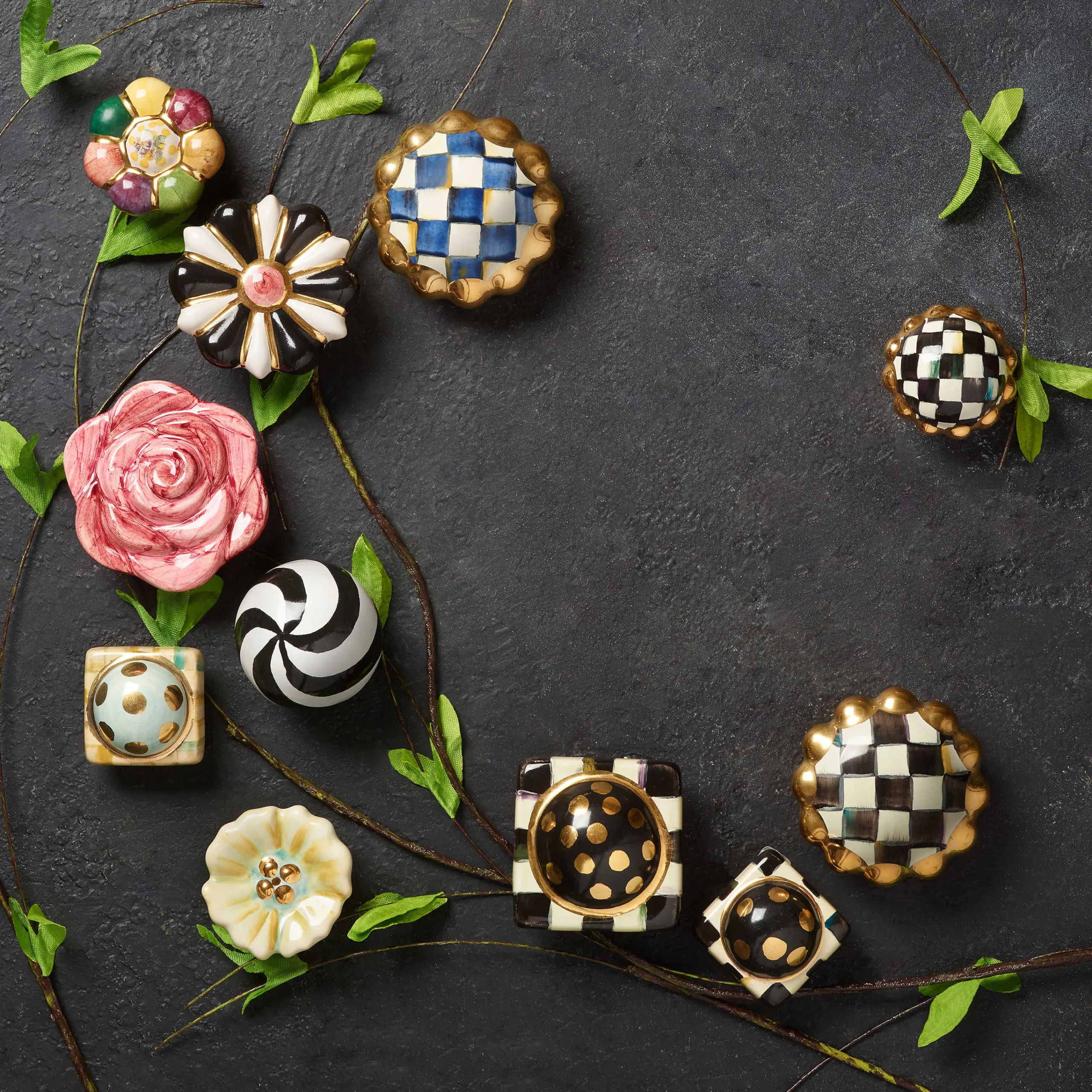 Petit Four Square Knob - Courtly Check|MacKenzie-Childs Discount