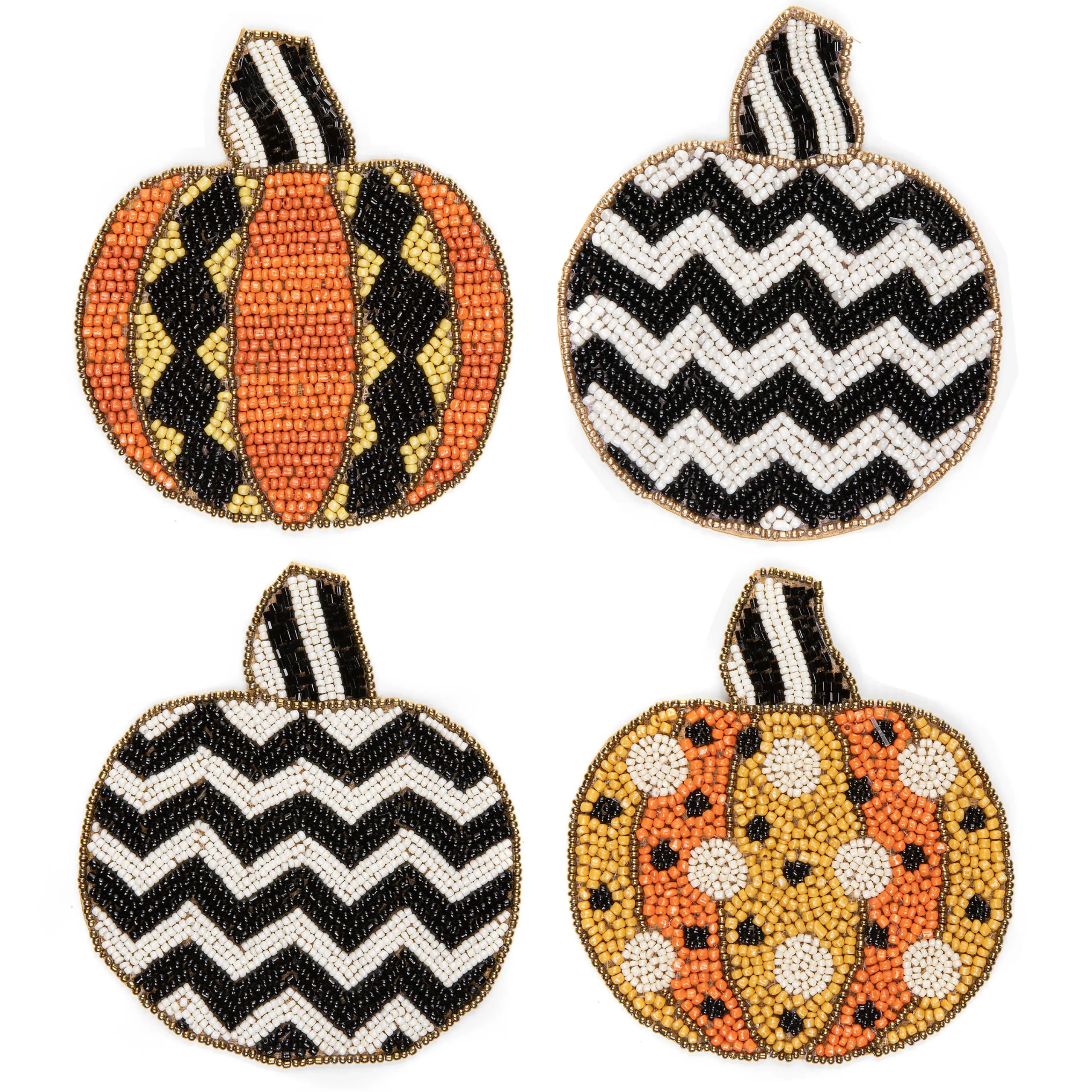 Polka Pumpkin Beaded Coasters - Set Of 4|MacKenzie-Childs Sale