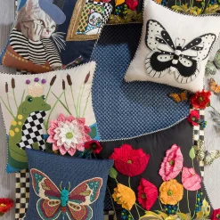 Poppy Square Pillow - Black|MacKenzie-Childs Outlet