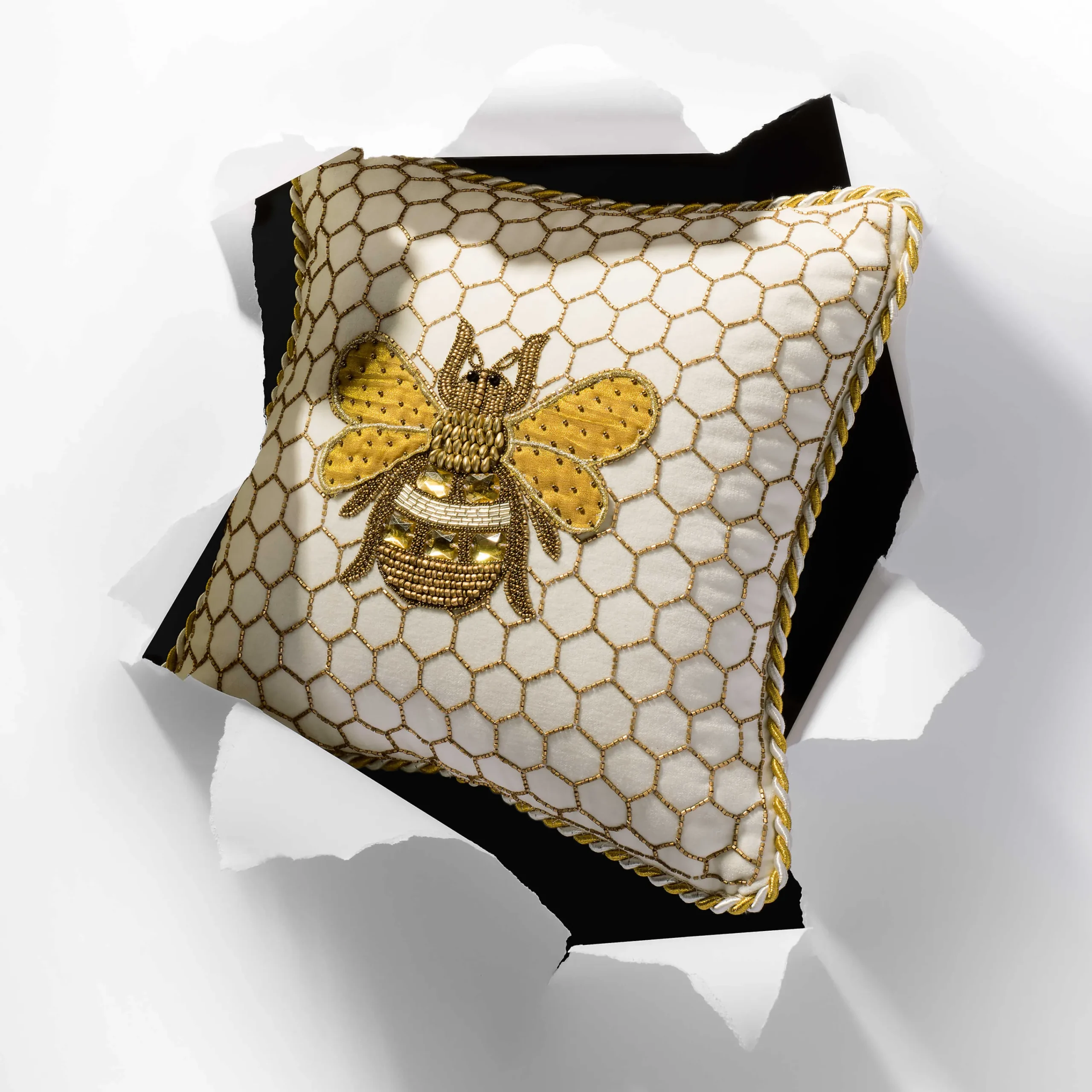 Queen Bee Pillow - Ivory|MacKenzie-Childs