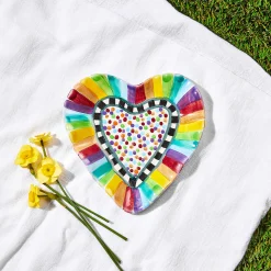 Rainbow Fluted Heart Plate|MacKenzie-Childs Outlet