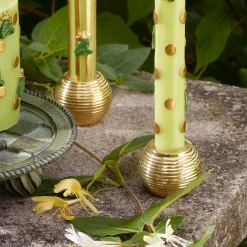 Ribbed Sphere Candle Holders - Gold - Set Of 4|MacKenzie-Childs New