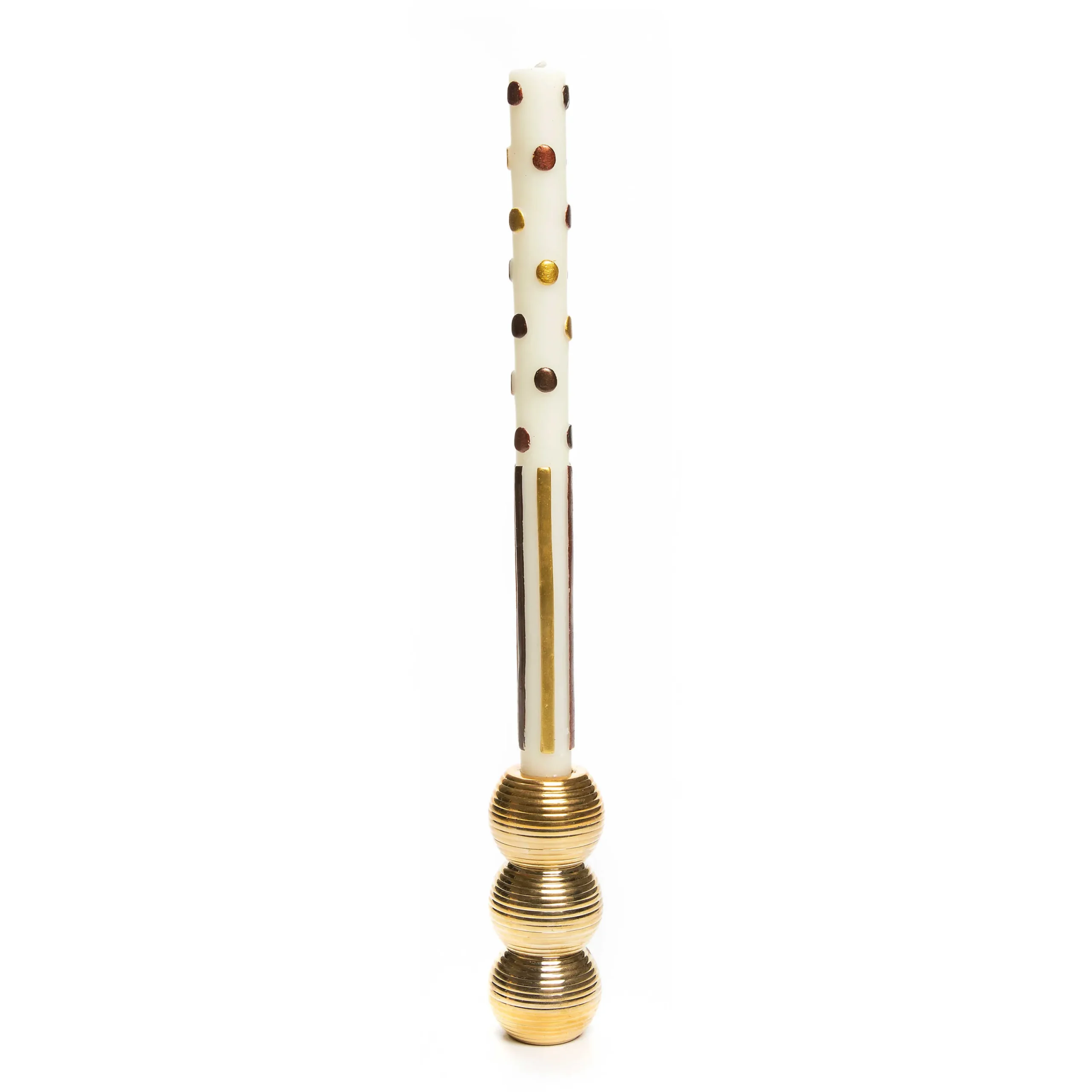 Ribbed Triple Sphere Candle Holder - Gold|MacKenzie-Childs Hot
