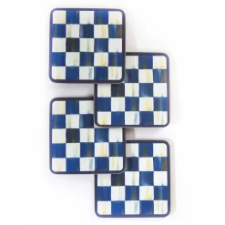 Royal Check Cork Back Coasters - Set Of 4|MacKenzie-Childs Clearance