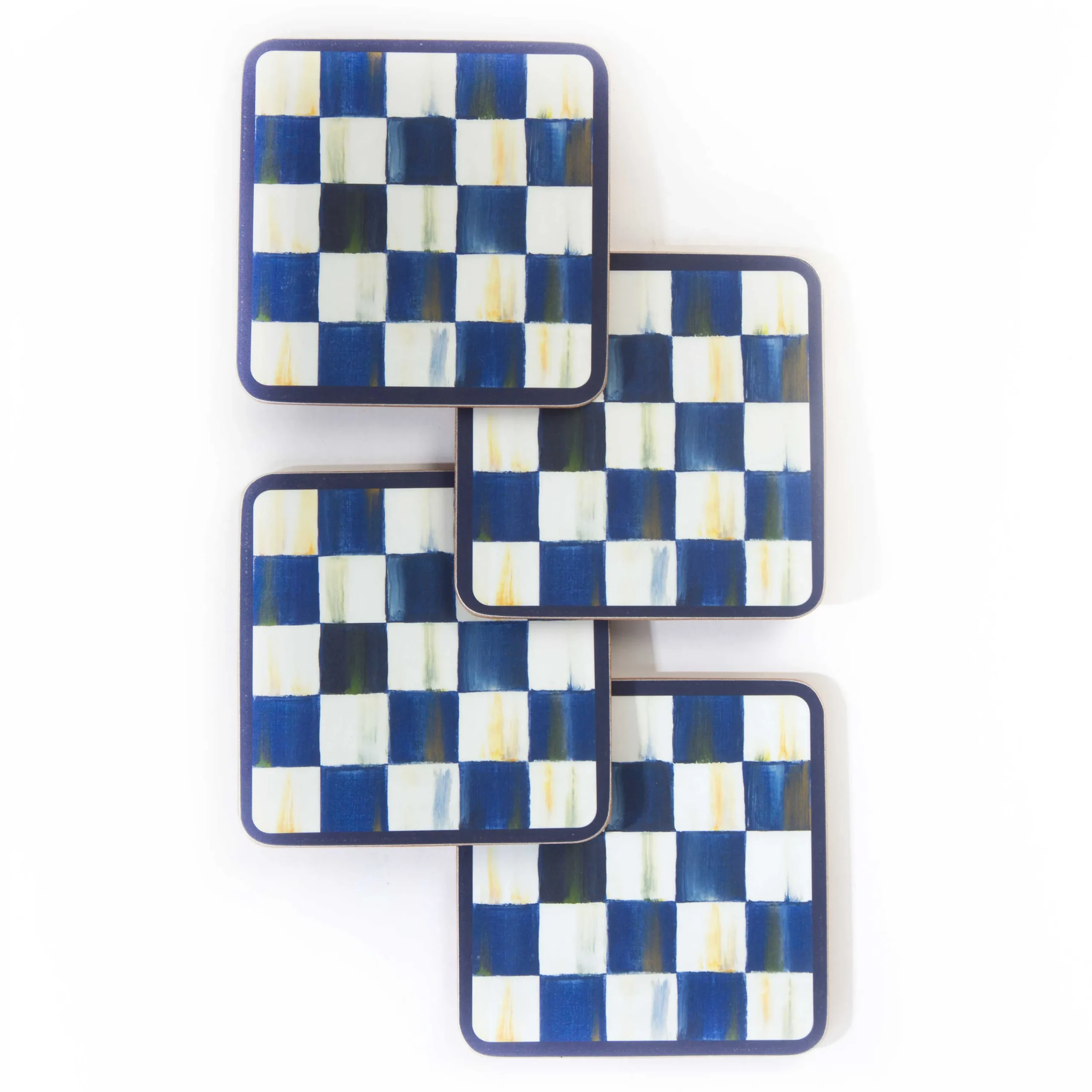 Royal Check Cork Back Coasters - Set Of 4|MacKenzie-Childs Clearance