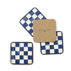 Royal Check Cork Back Coasters - Set Of 4|MacKenzie-Childs Clearance