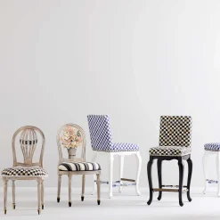 Royal Check Counter Stool With Back|MacKenzie-Childs Outlet