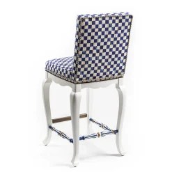 Royal Check Counter Stool With Back|MacKenzie-Childs Outlet