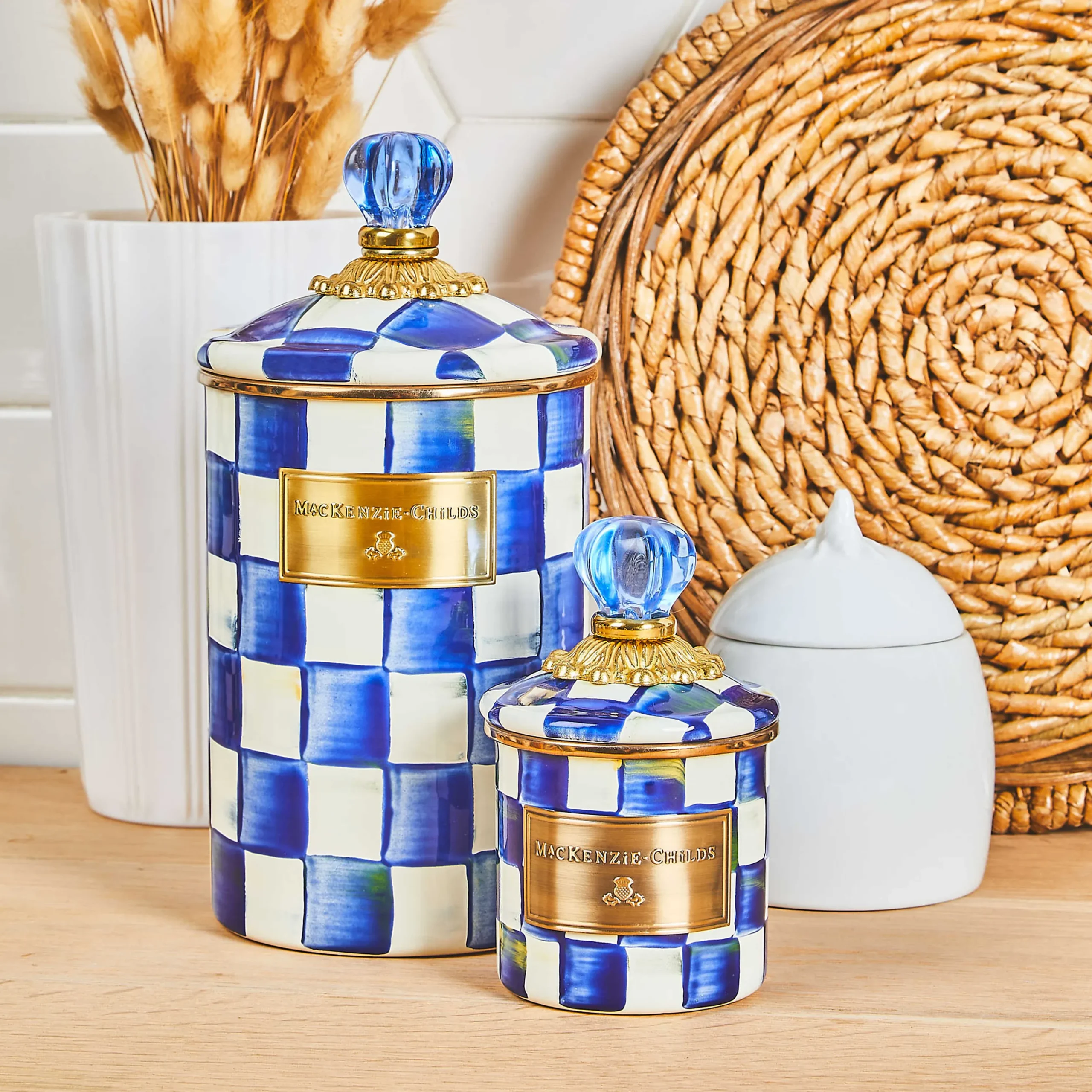 Royal Check Enamel Canister - Large|MacKenzie-Childs Best