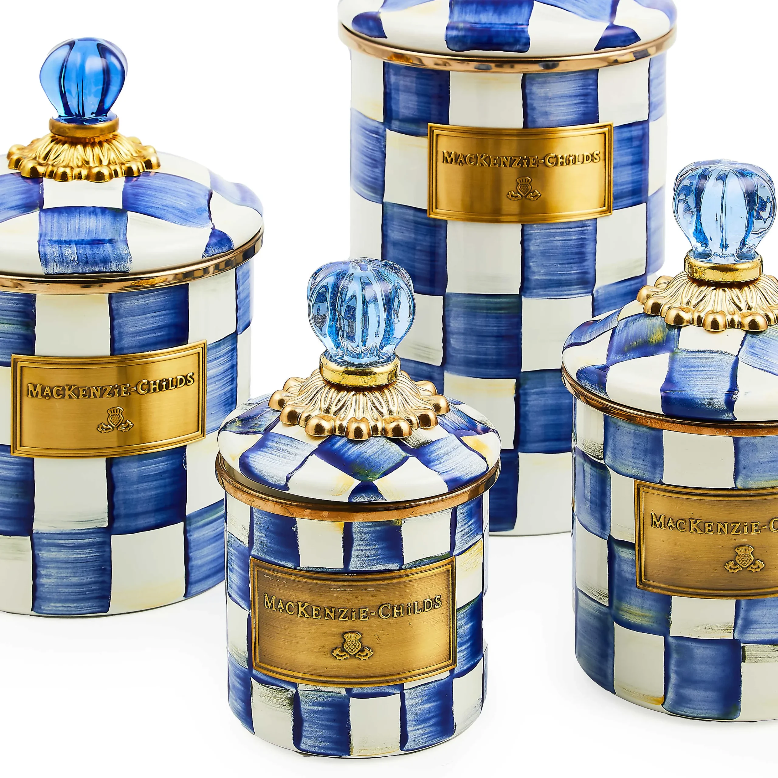 Royal Check Enamel Canister - Medium|MacKenzie-Childs Discount