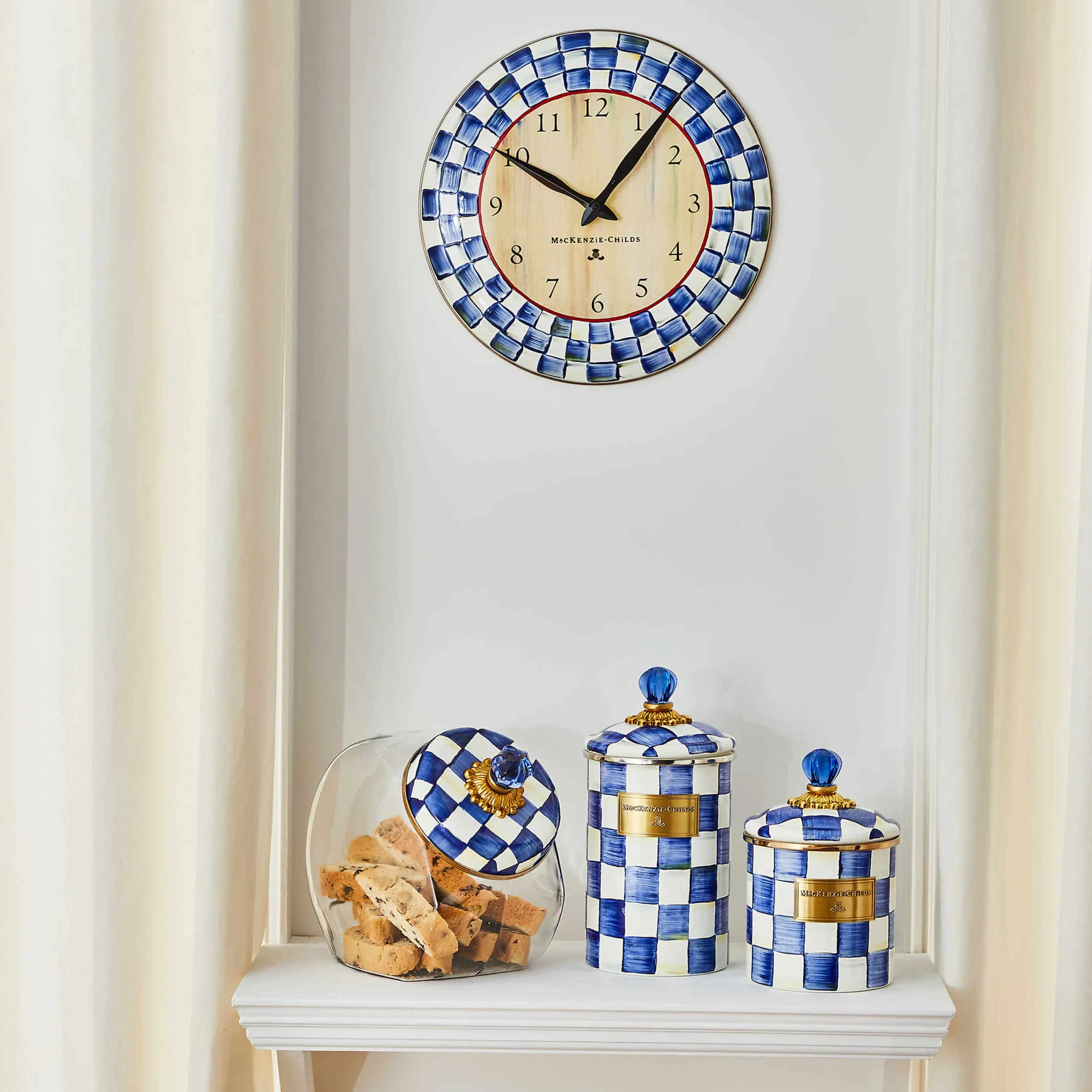 Royal Check Enamel Clock|MacKenzie-Childs Outlet