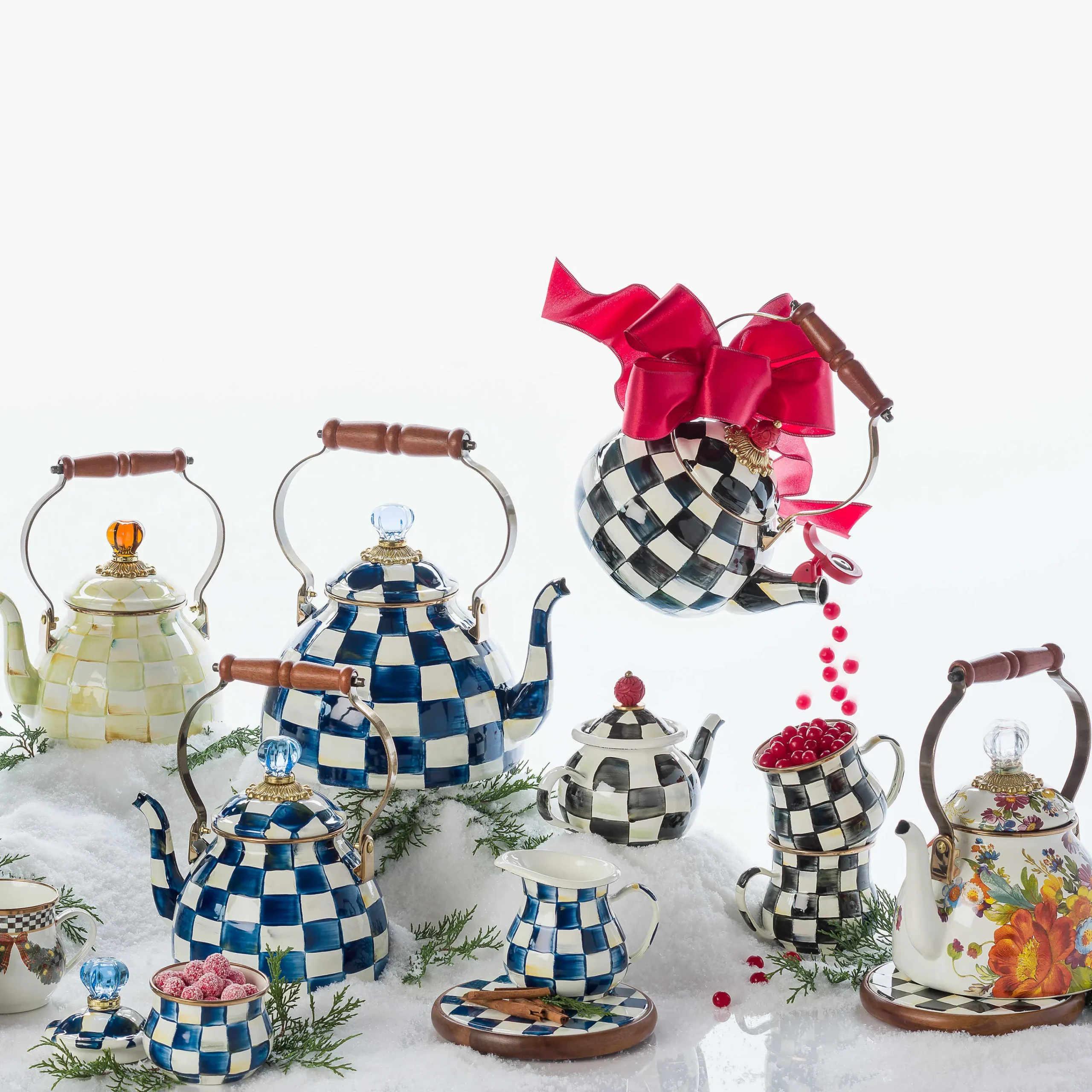 Royal Check Enamel Lidded Sugar Bowl|MacKenzie-Childs