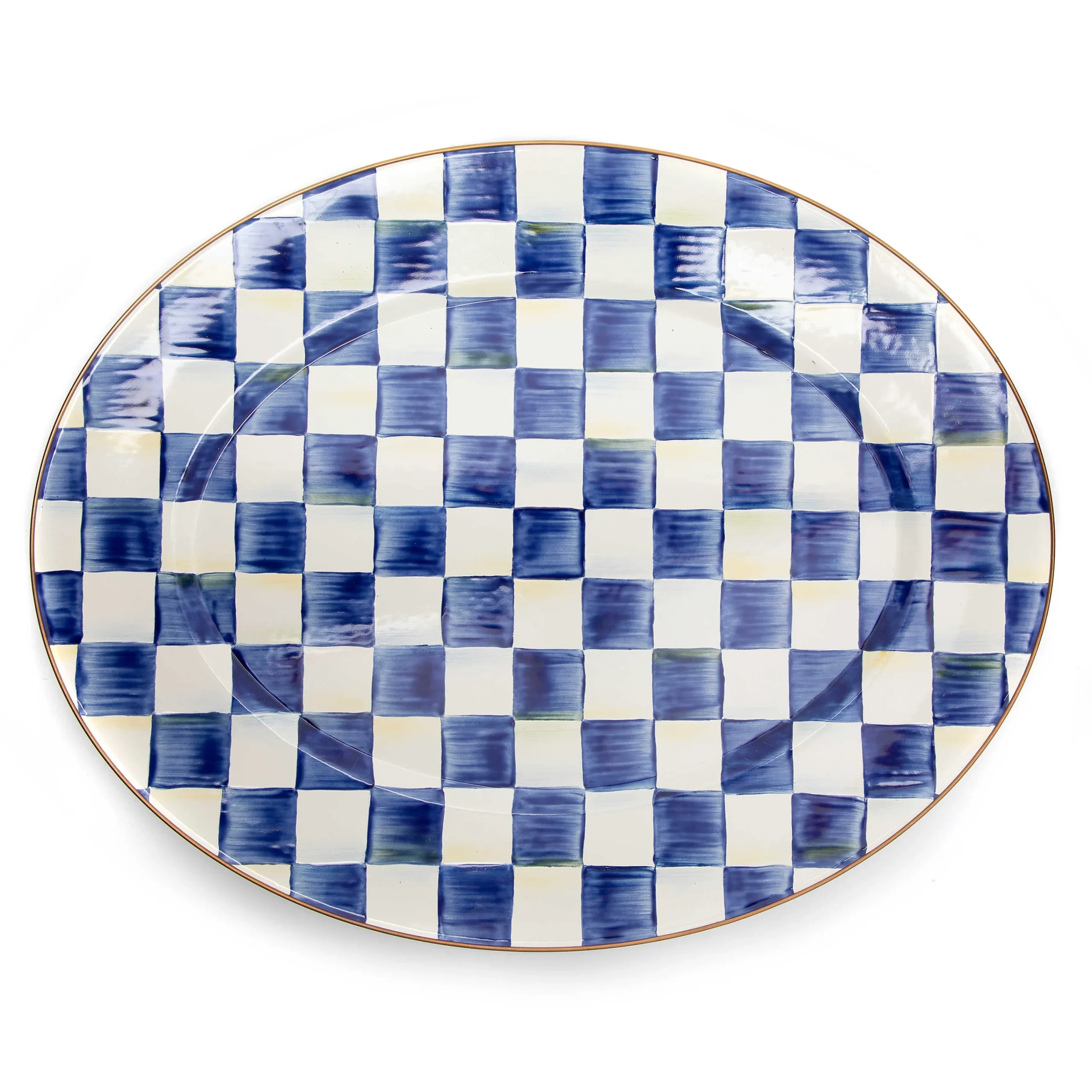 Royal Check Enamel Oval Platter - Large|MacKenzie-Childs New