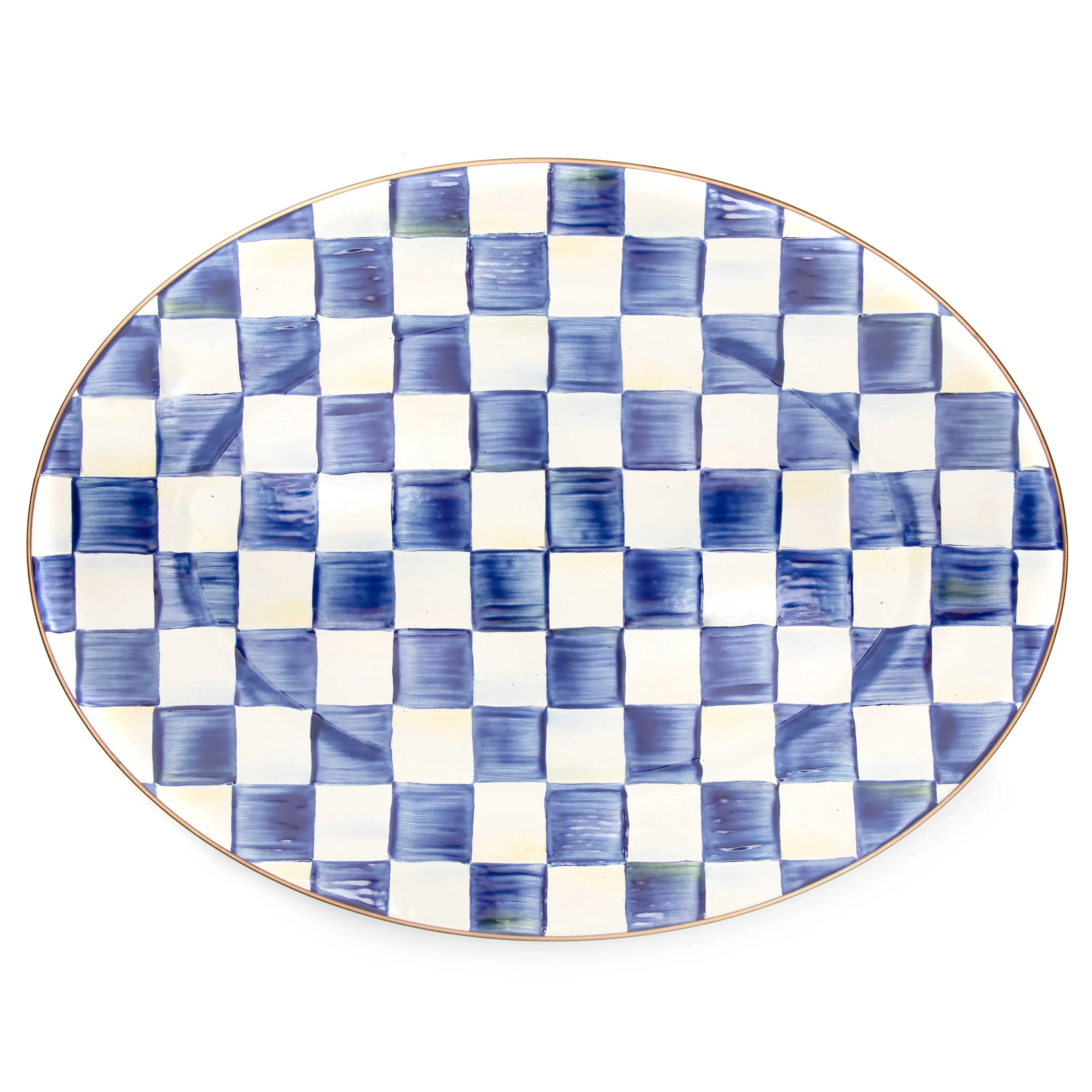 Royal Check Enamel Oval Platter - Medium|MacKenzie-Childs Sale