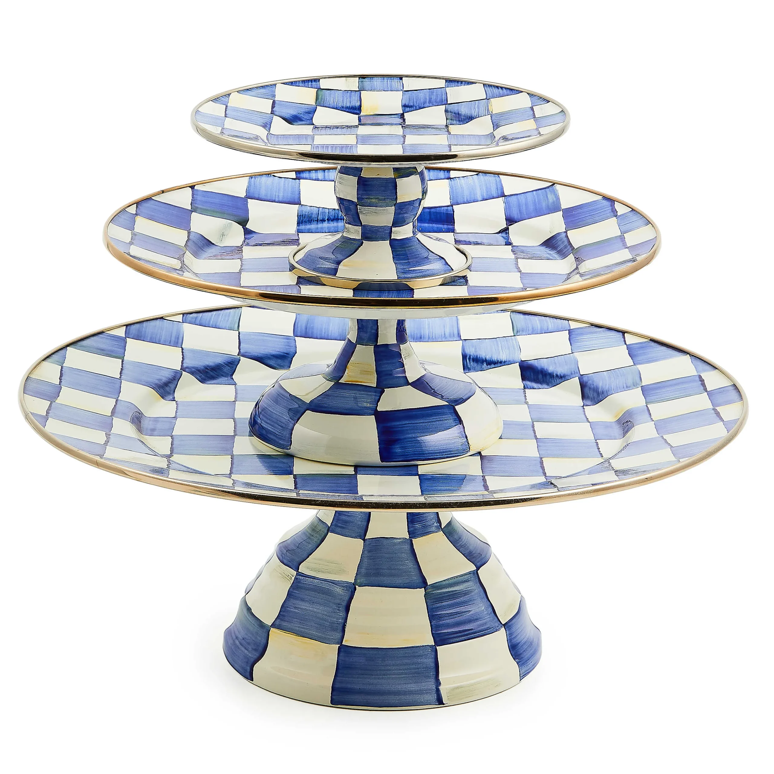 Royal Check Enamel Pedestal Platter - Small|MacKenzie-Childs Sale
