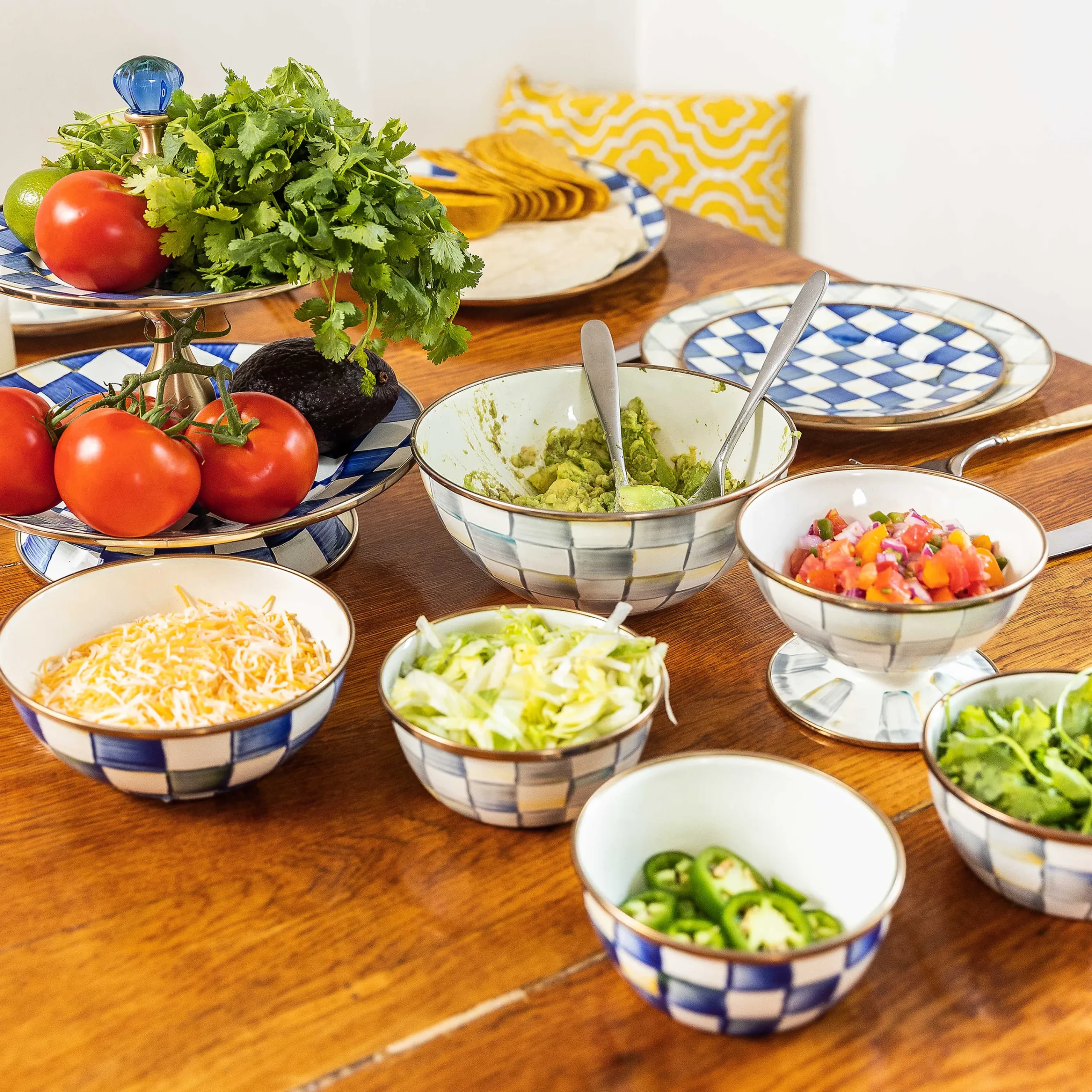 Royal Check Enamel Pinch Bowl|MacKenzie-Childs Clearance