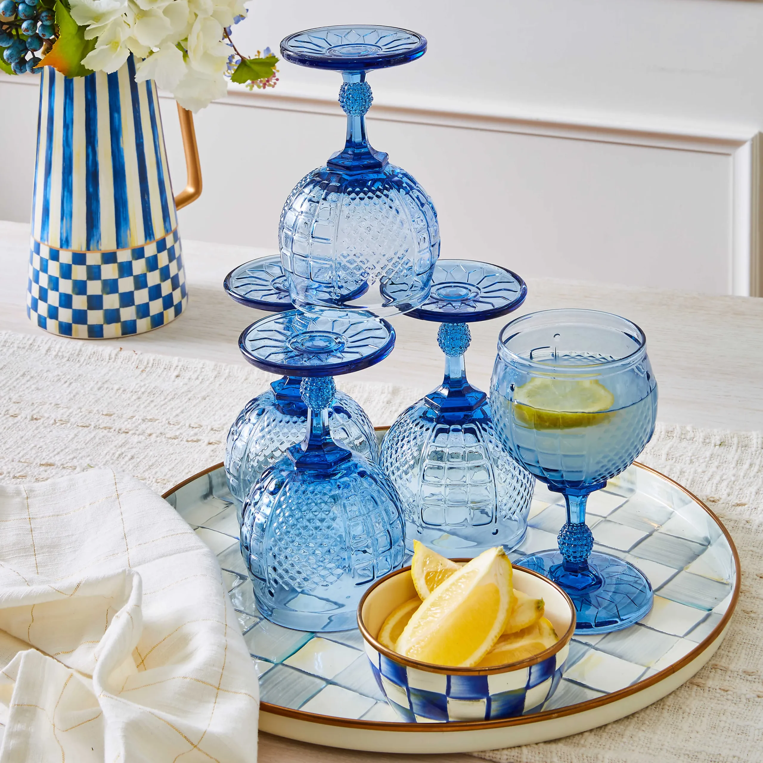 Royal Check Enamel Pinch Bowl|MacKenzie-Childs Clearance