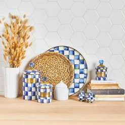 Royal Check Enamel Round Tray|MacKenzie-Childs Clearance